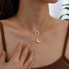 2pcs Sun & Moon Pendant Necklace Set - Vintage & Minimalist Style, Iron Crafted Bohemia Jewelry Gift, Perfect for Women Men Casual Attire