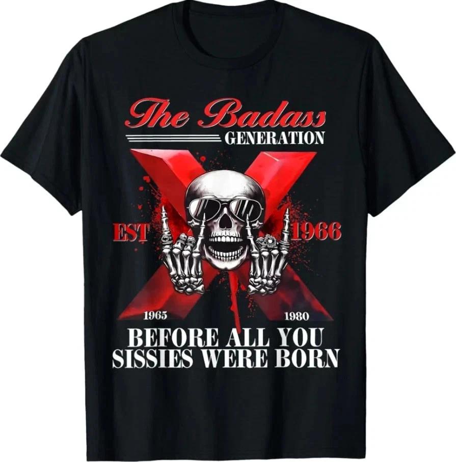 Gen X Badass Generation Funny skeleton shirt Gen X Est 1966 T shirt 2XL