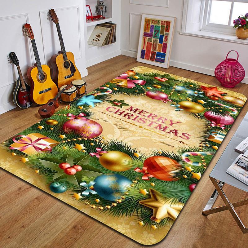 C-Weihnachten Bedruckter Teppich Eingang Fußmatte Wohnzimmer Schlafzimmer Badezimmer Rutschfester Teppich Heimdekorative Fußmatte Neujahrsgeschenk