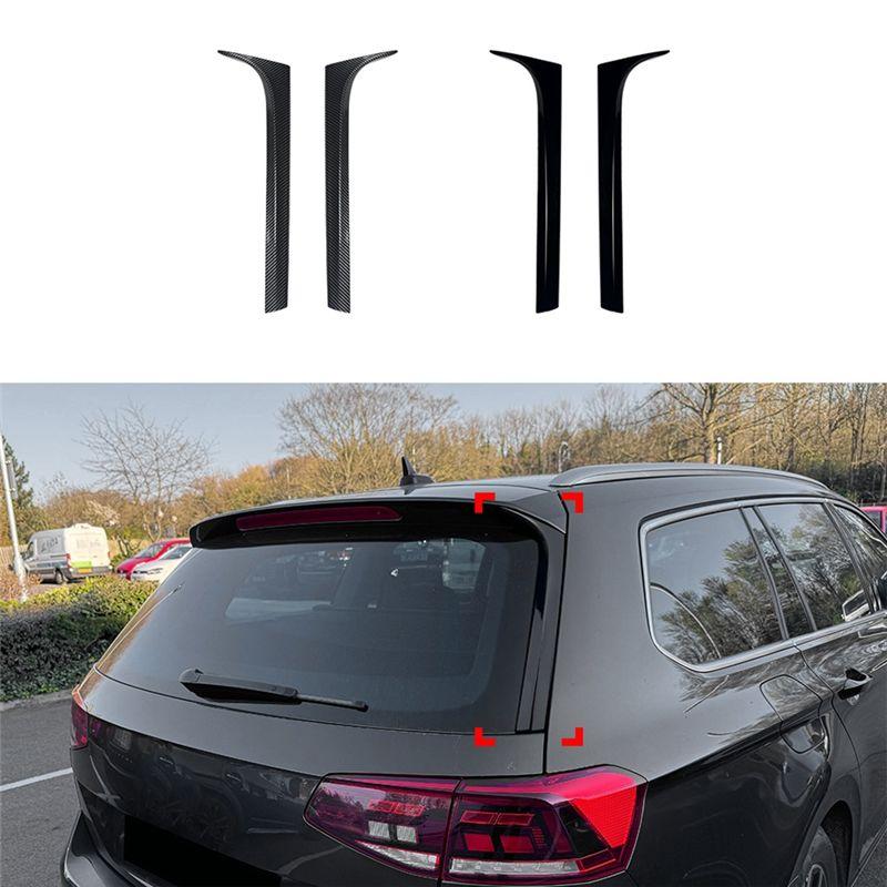 Car Rear Window Side Spoiler Canards Splitter For VW Passat B8 B8.5 Rear Windshield Side Wing Trim Sticker Glossy Black