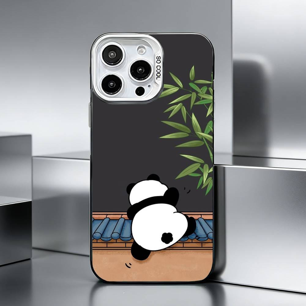 P-Panda illustration Phone Case For iPhone 17,16,15,14,13,12,11 Plus,Pro Max,XS,Colored silver phone case