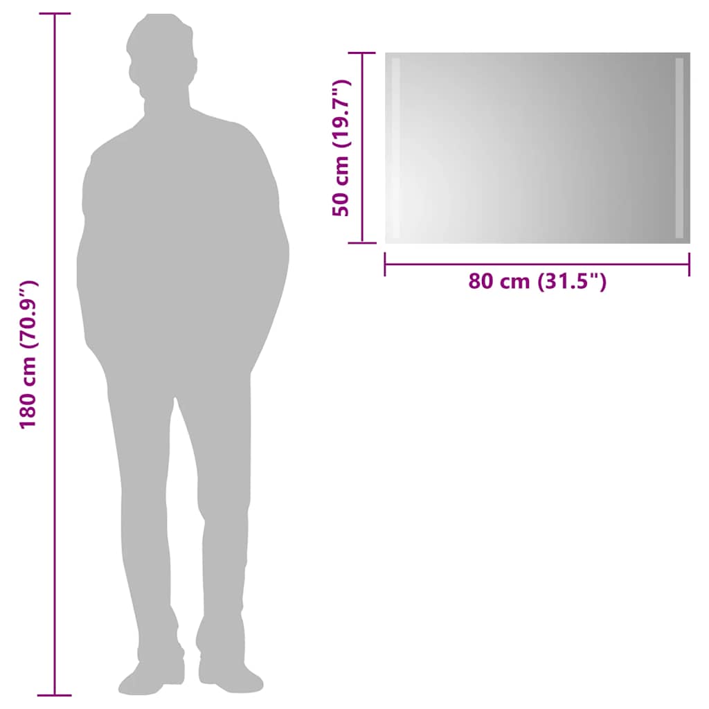 Vidaxl LED Bathroom Mirror, 80X50 Cm