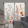 2pcs Rtic Floral Curtains with Green Leaf Design   Rod Pocket for Easy Hanging   Vibrant Wildflower Botanical Print for Bedroom