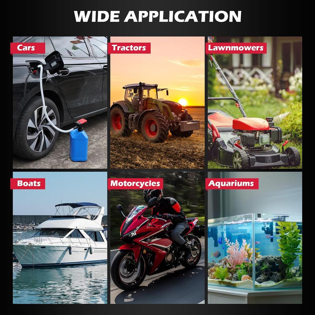 Automatic Fuel Transfer Pump With Auto-Stop Sensor(3.2 GPM), Battery Operated Gas Can Pump With 3 Can Adapters, Extra Long Hose, Portable Fuel Pump