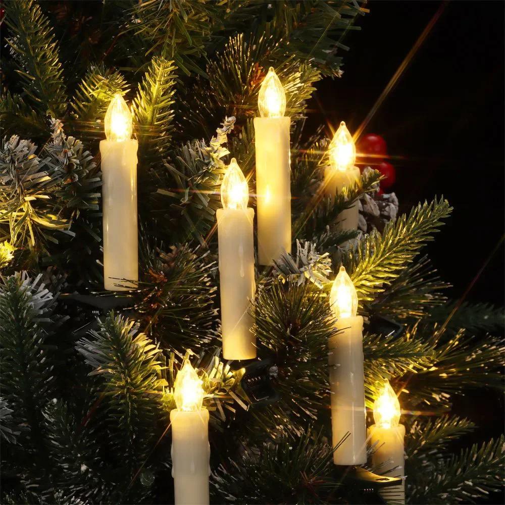 Flameless Taper Candle String Lights with Clips 10 or 20 LED for Christmas Tree Home Party Holiday Decorations