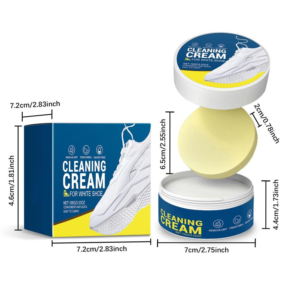 100g Sneaker Cleaner White Shoes Multifunctional Shoe Cleaning Cream Quick Stain Restoration Kit Repair Polish Leather Canvas