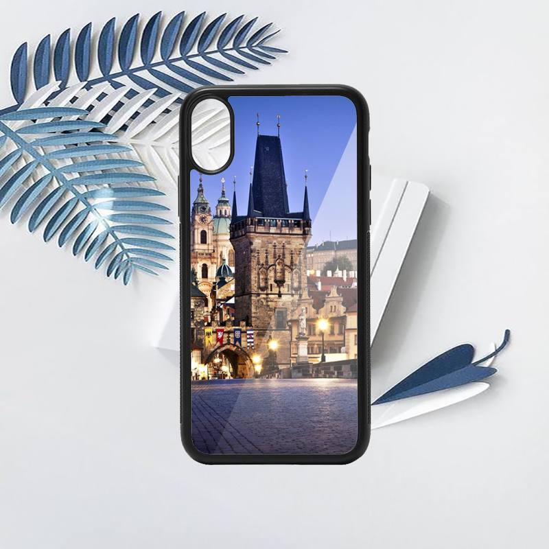 Prague Europe Prettiest Bridges City Phone Case PC pro iPhone 11 12 13 pro XS MAX 8 7 6 6S Plus X XR Luxusní skořepinové pozadí