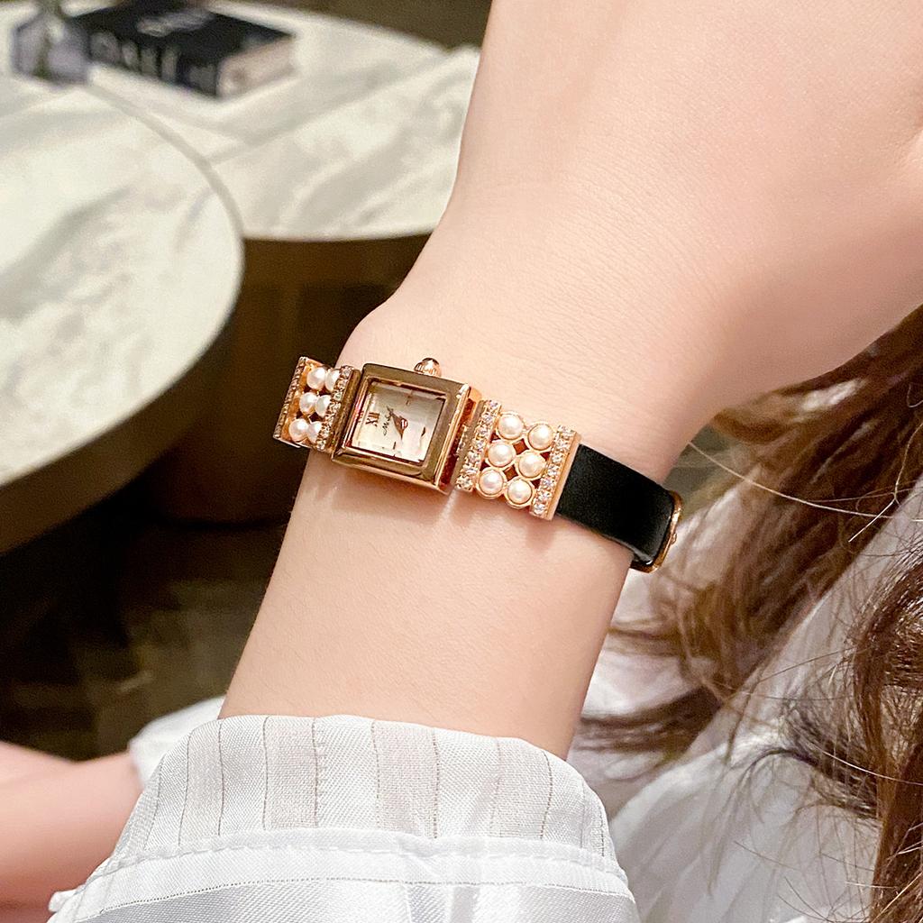 Summer Watch Women'S Freshwater Mother-Of-Pearl Retro Small Square Watch Women'S Watch Square Belt Small And Exquisite Women'S Watch