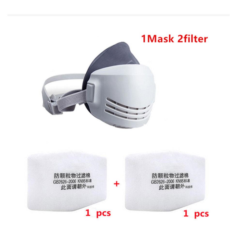 Dust Mask +20pcs Filter Cotton Respirator Half Face Dust-proof Mask Anti Industrial Construction Dust Haze Fog Safety Gas Mask