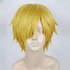 Peluca de Cosplay de Anime One Piece Sanji Corta Recta Amarillo Dorado Resistente al Calor Pelucas de Cabello Sintético Alta Calidad