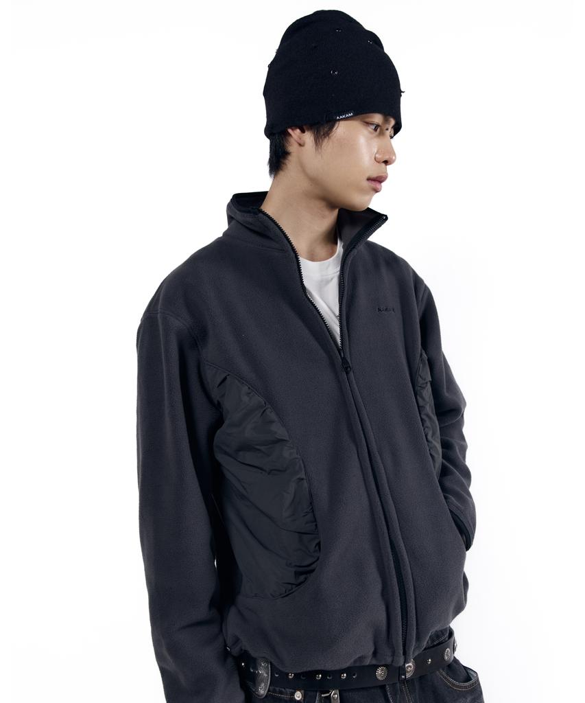 AAKAM Rhinestone Damaged Long Beanie (Black)