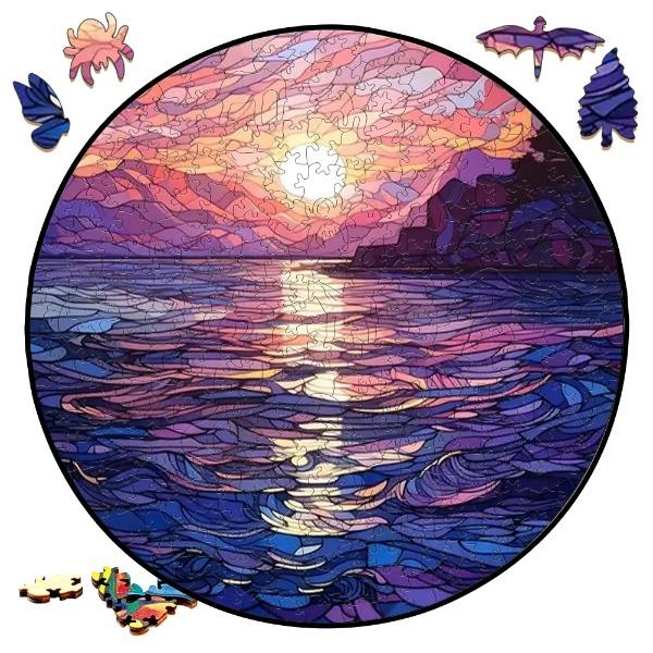 Earth Scenery Round Wooden Puzzle Art Unique Shaped Pieces Wooden Toys for Adults Perfect Christmas birthday Landscaping Gift
