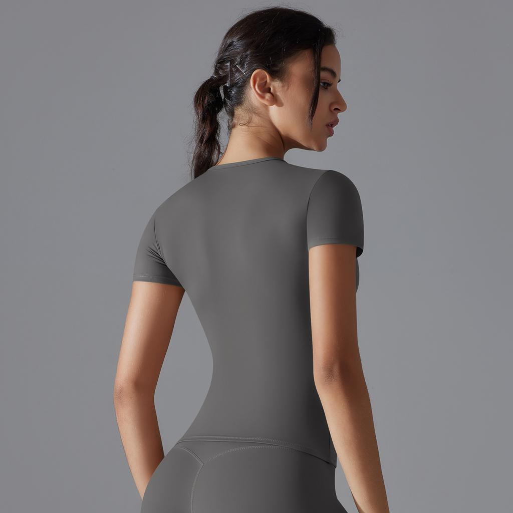 Nessaj Slim Women Short Sleeve Shirts Summer Short Sleeve Top Elasticity Casual T Shirts