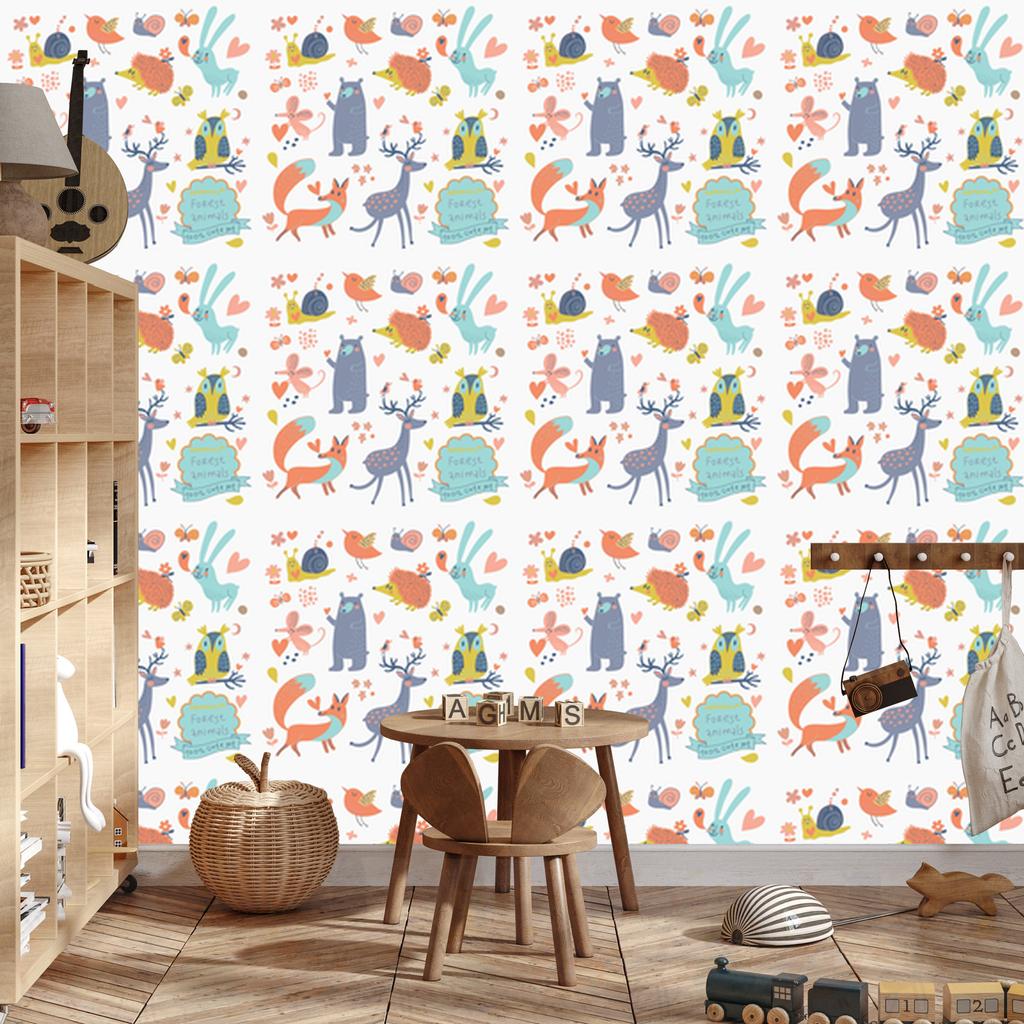 Cute Forest Animals Wallpaper for Living Room and Bedroom 50x1000