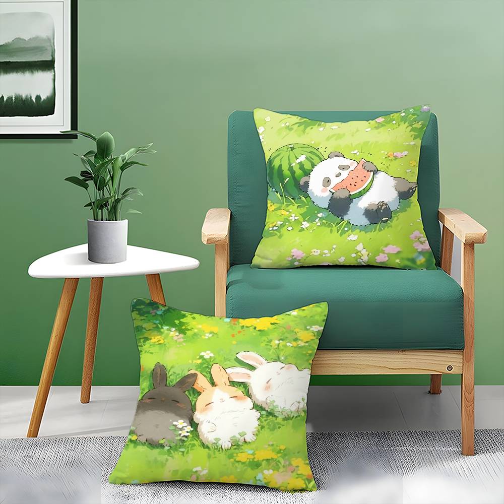 Cartoon Panda Cute Animals Pillow Case Comfort Sofa Bed Silky elegant Invisible zipper Decorative cushion cover