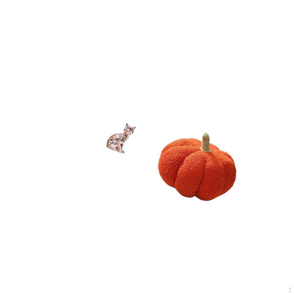 Cat Pumpkin Statue Decorative Animal Sculpture Art Craft Ornament for Fireplace Sofa Bed Bedroom