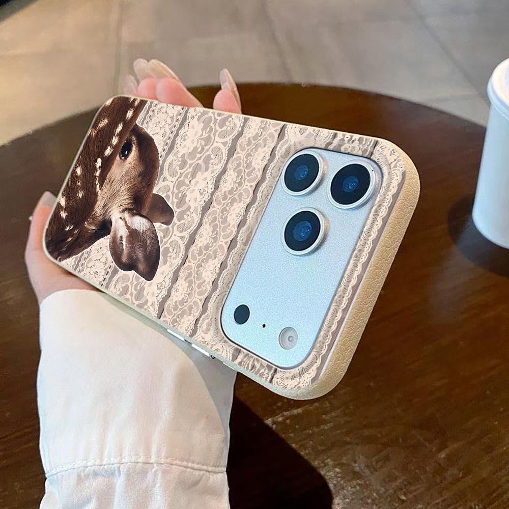 Lace Deer Pattern Silicone Phone Case For iPhone 17 Pro Max 11 12 13 14 15 16 Pro 17 Air 15 14 Plus X XS XR Soft Cover
