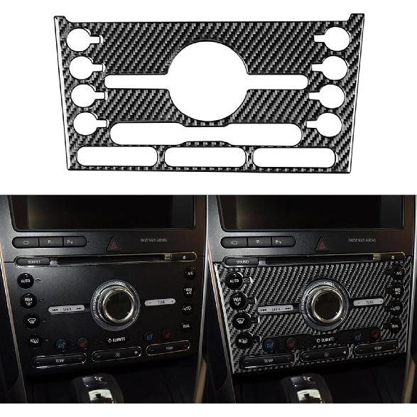 Real Carbon Fiber Car Central Navigation Screen Panel AC Outlet Vent Frame Sticker Compatible with Ford Explorer 2013 2014 2015 2016 2017 2018 2019