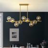 SANDYHA All Copper Gold Chandelier Pendant Light Glass Ball Lampshade LED Lamp for Living Room Dining Room Indoor Decor Home