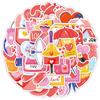 50 Cartoon Heart-shaped Doodle Stickers for Mobile Phones and Computers, Waterproof Decorative Stickers, Creative DIY Stationery Stickers