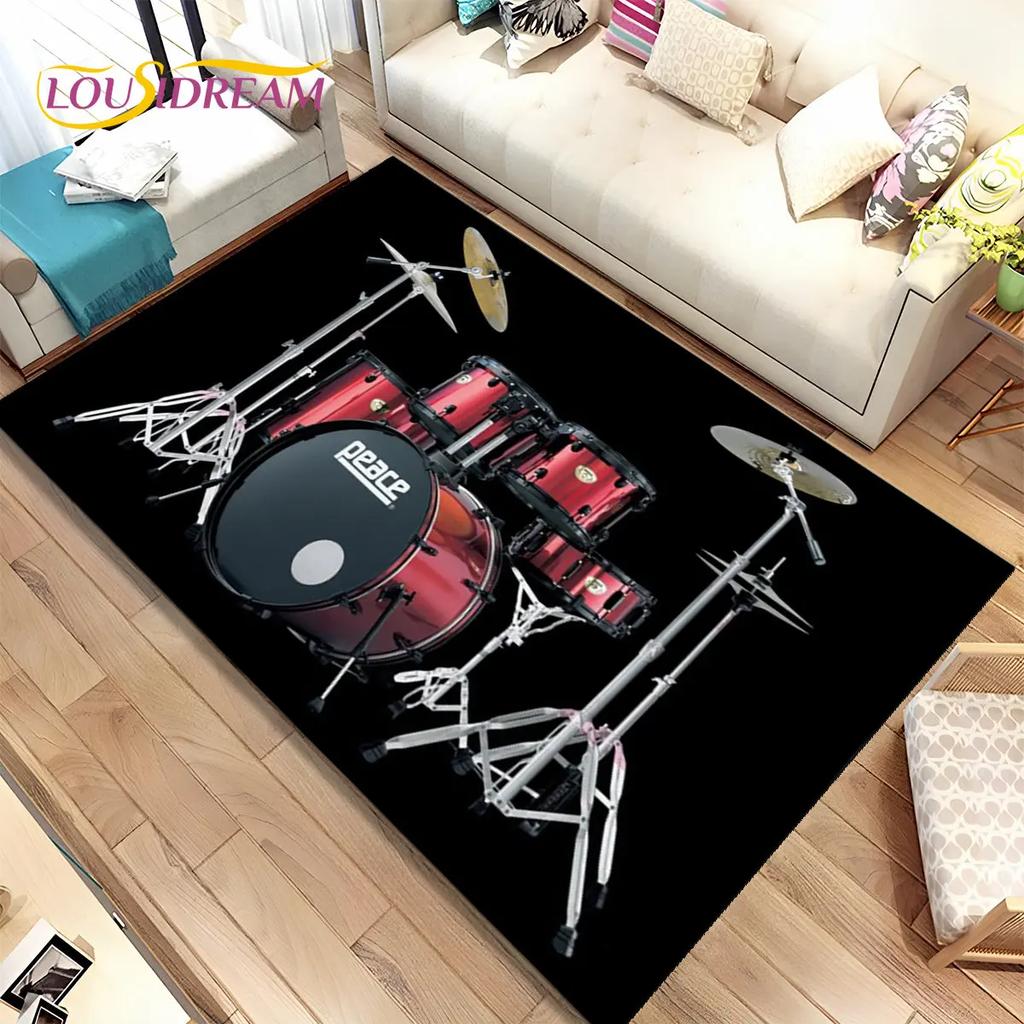 Drum Kit Music Drum Set Instruments Area Rug,Carpet Rug for Home Living Room Bedroom Sofa Doormat Decor,kids Non-slip Floor Mat