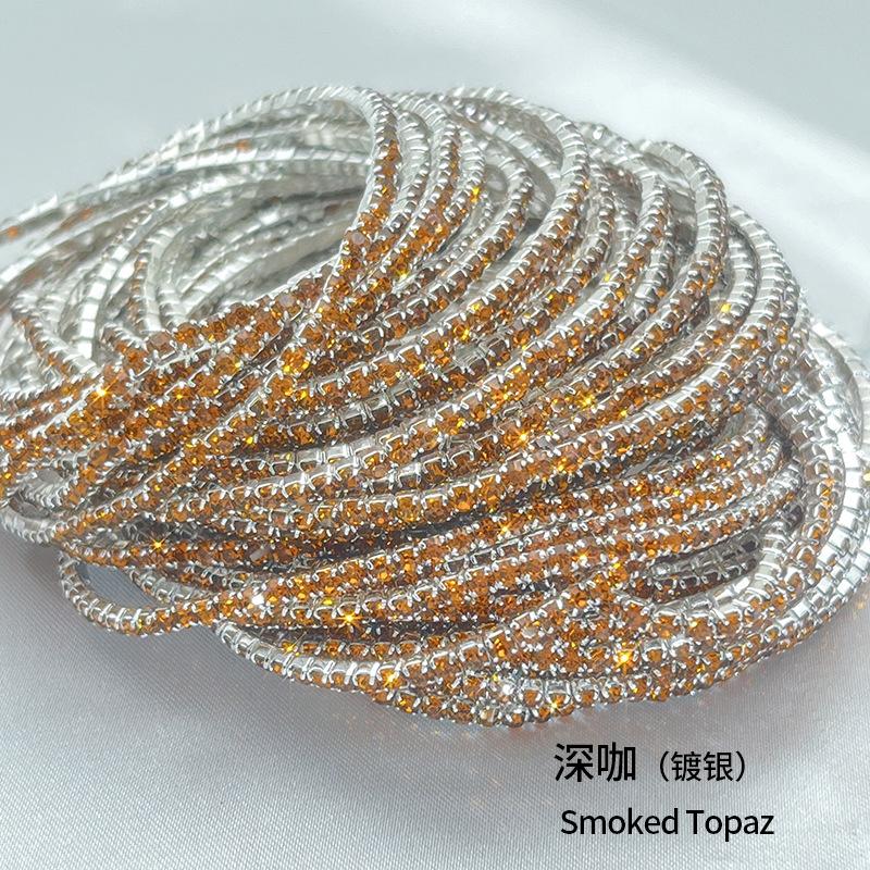 1Pcs Single Row Cubic Zirconia Tennis Bracelet Silver Color Elastic Bangle for Women Multi Layered Wearing Streetwear Jewelry