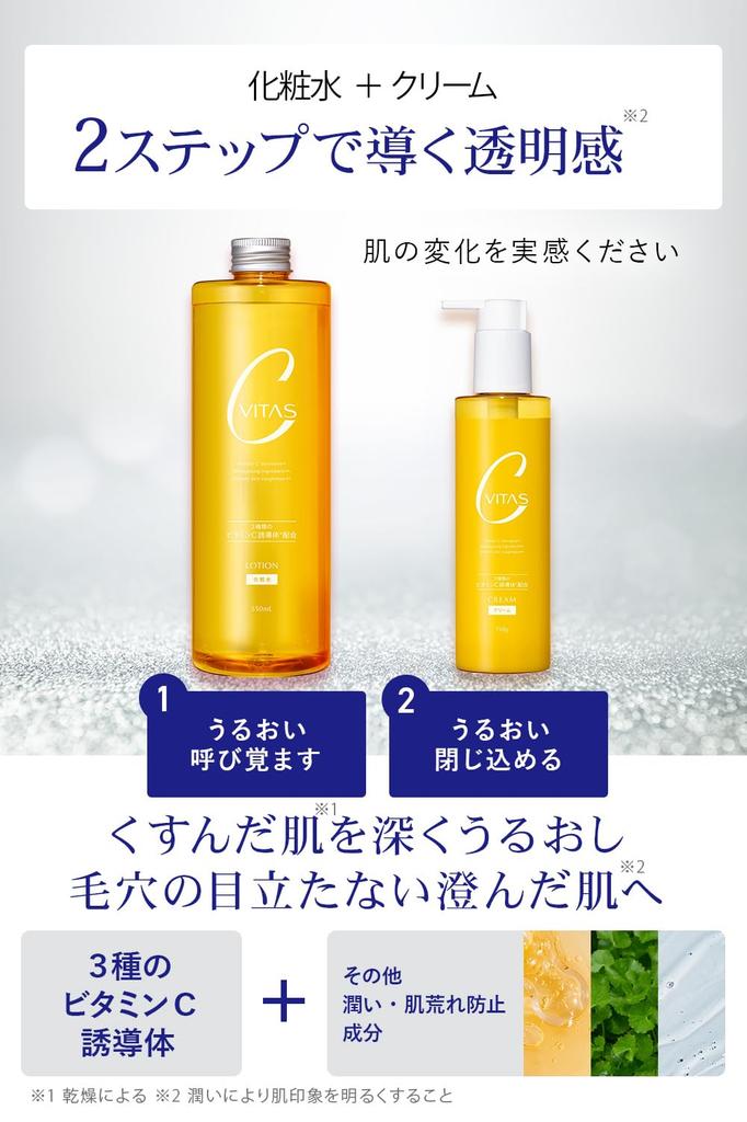 CVITAS C Vitamin Large Vitamin LDK Lotion C Lotion, C, Retinol, Capacity, Moisturizing, C, Award-winning (C & Cream, 2-Pack)