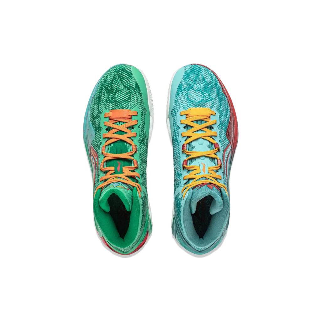 New LINING Liren 4 Basketball Shoes Unisex High Top Jade Frost Green/Pure Blue ABAT107-1