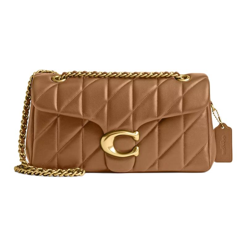 Coach Tabby 26 Brand Logo Quilted Nappa Leather Crossbody Shoulder Bag Medium Women's Honey Brown
