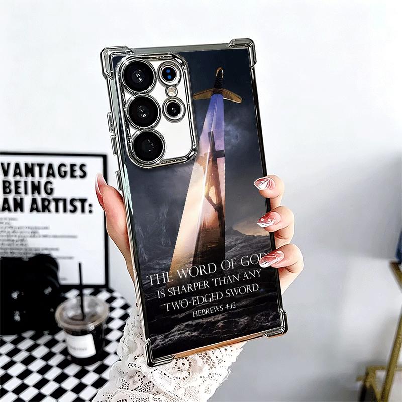 God Jesus Pray Cross Bible Plating Phone Case For Samsung Galaxy S24 S25 FE S26 Edge S23 Ultra S22 S21 Plus S20 Anti-Fall Airaba
