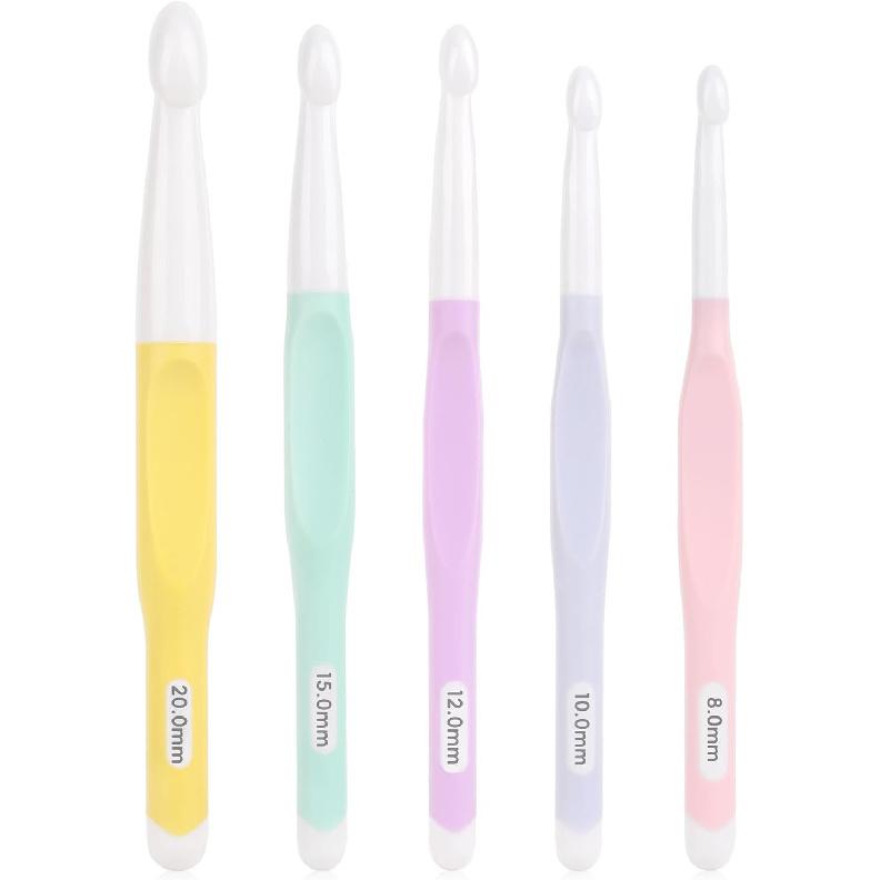 Aeelike 5 PCS Crochet Hook Set, Large Ergonomic Crochet Hooks, Big Crochet Hooks Set, Multicolor Acrylic Crochet Hooks with Number Size L/8mm,