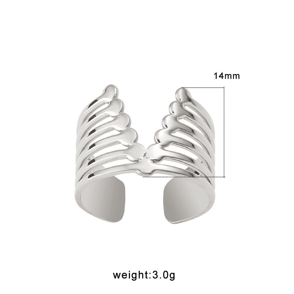 European 18K Gold Plated Retro V-Shaped Titanium Steel Open Ring