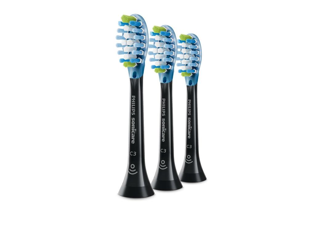 Philips Sonicare Replacement Brush Premium Clean Brush Head Regular Size Black Set of 3 Adaptive Clean Brush (Genuine) HX9043/31 (Formerly Head)