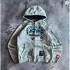 Y2K Skeleton Zip Hoodie 90s Retro Print Loose Fit Streetwear Unisex