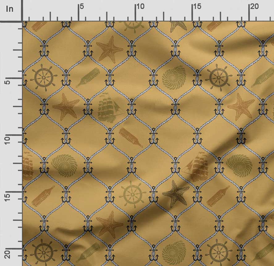 Soimoi Sea Shell Print,  Cotton Cambric, Quilting Fabric Sold by The Yard 42 Inch Wide, Medium Weight Cotton Fabric, Sewing  Supplies,Blue &