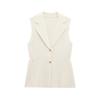 Spring New Women's Clothing British Style Decorated Row Button Ruched Lapel Sleeveless Knitting Vest Jacket 4192023