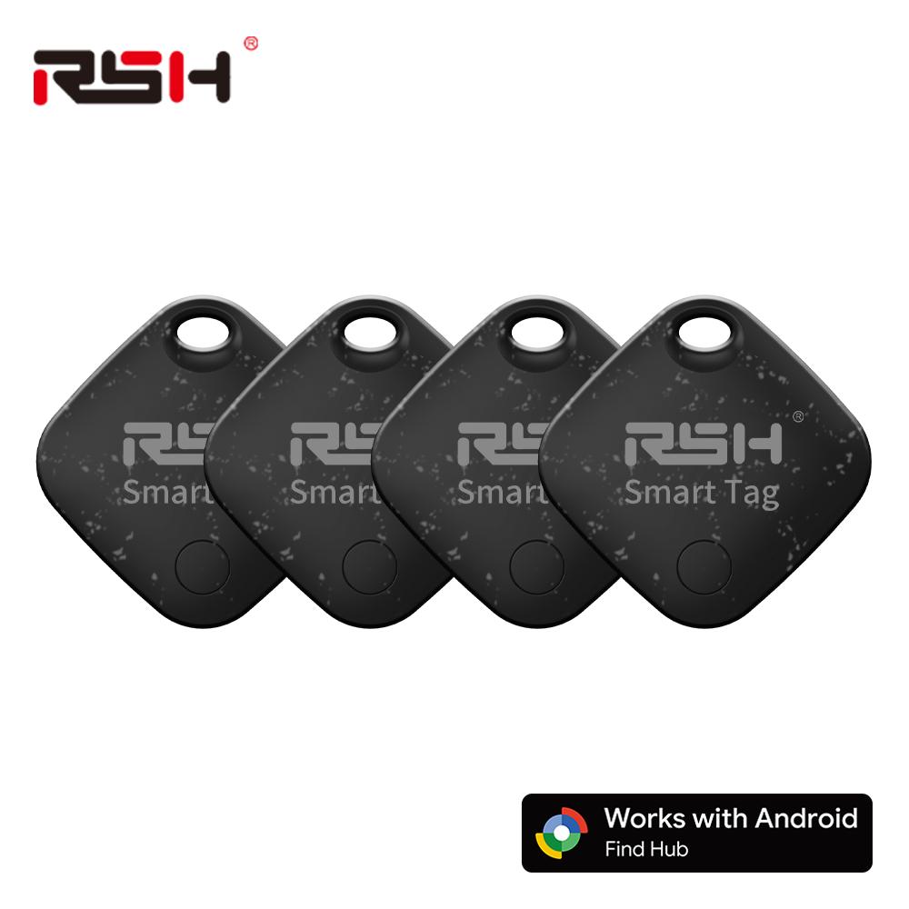 RSH 4-Pack Security GPS Tracker Car Wallet Pets Anti Loss Eco Smart Tag for Google's Find Hub Android Locator for Xiaomi Pixel
