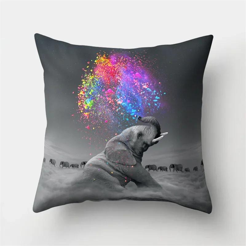 

Cute Elephant Pillowcase Creative Bubble Cartoon Friendly Animal Cushion Pillow Cover Polyester Peachskin Sofa Bedroom Decor 12x12Inch
