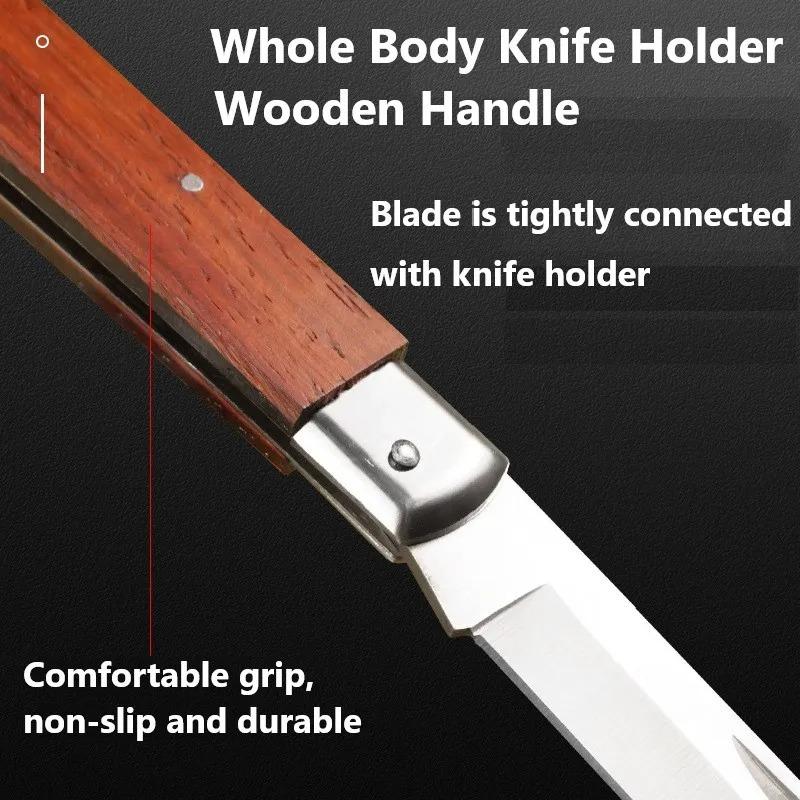 Steel grafting knife, wooden handle, multifunctional cable stripping, leather bending blade, electrician specific peeling knife