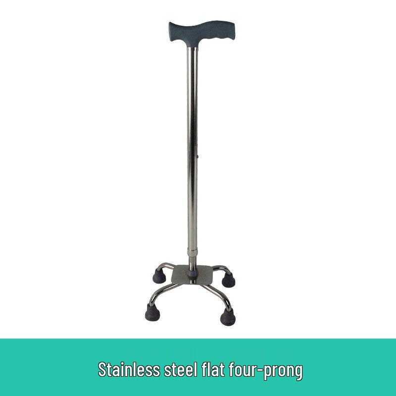 Retractable Four-Legged Walking Stick with Rubber Foot Pad, Lightweight Aluminum Alloy for Seniors