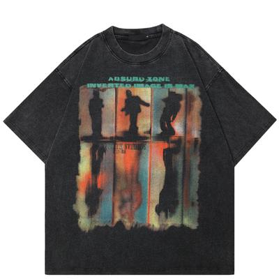 2024 Streetwear Shadows Graphic Unisex T-Shirt Baumwolle gewaschenes schwarzes T-Shirt Unisex Tops Tees Sommer Kurzarm T-Shirt