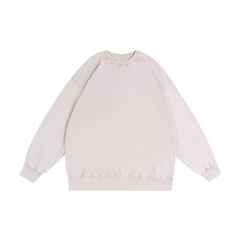 Vintage Batik Rundhals Oversized Sweatshirt - 350g Retro Gewaschen Locker Gestrickt