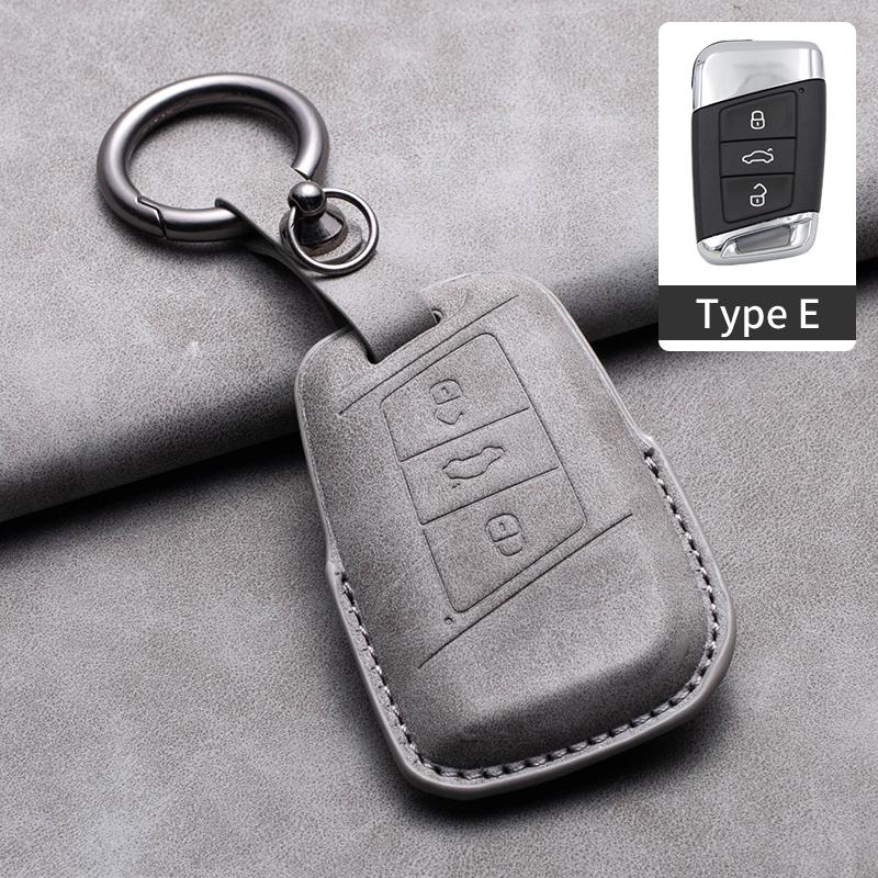 Styling Mouldings Sheepskin Leather Car Key Case Cover Fob For Volkswagen Polo VW Magotan Passat B8 TIGUAN MK2 Golf 8 2020 Car A