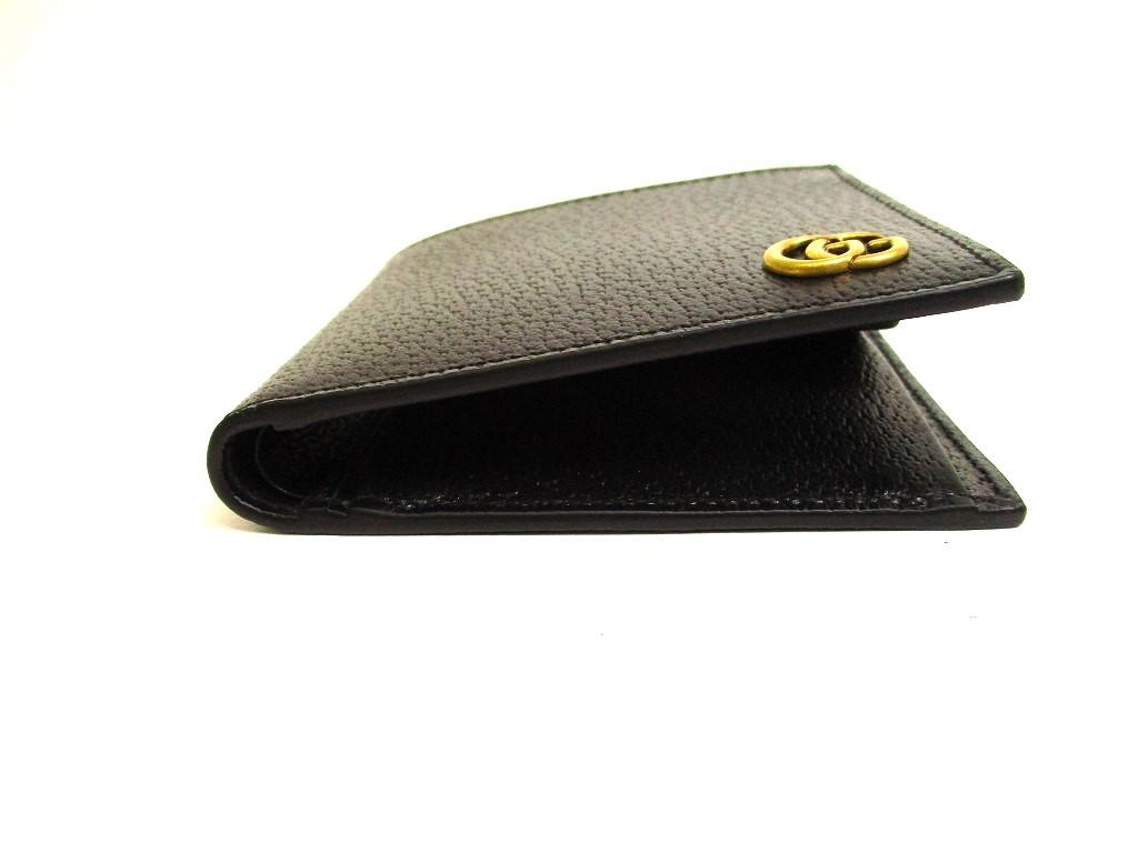 Authentic GUCCI GG Marmont Black Leather Bifold Wallet Compact Wallet #9586 Refurbished