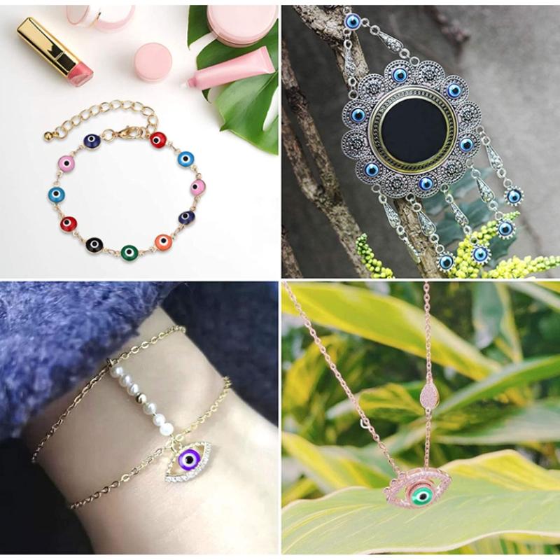 450 Pcs Mixed Colors Round for Evil Eye Spacer Beads 8mm Turkish Eye Beads Lucky Resin Beads Charms for DIY Jewelry Maki