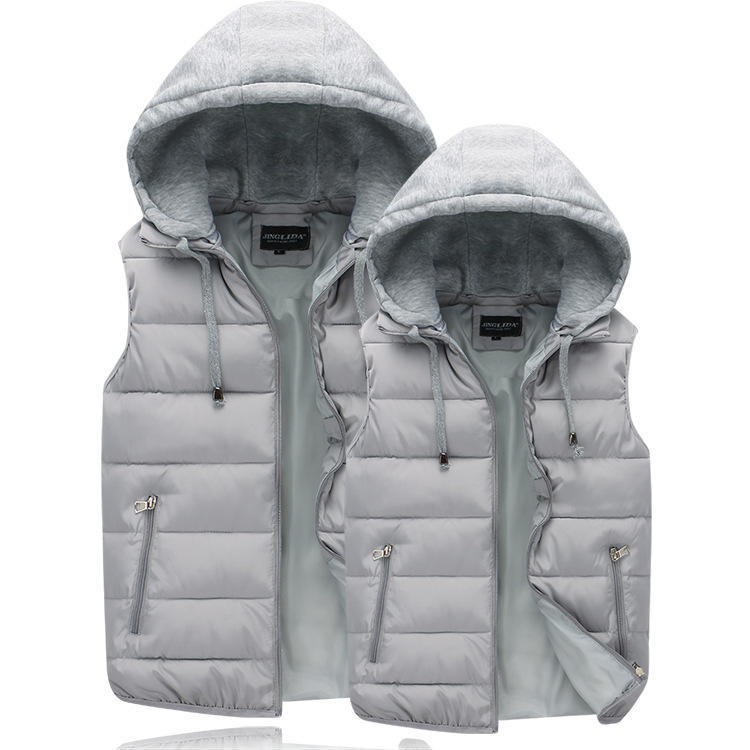 Warm Hooded Vest Coat for Women Men Couples Thicken Sleeveless Waistcoat