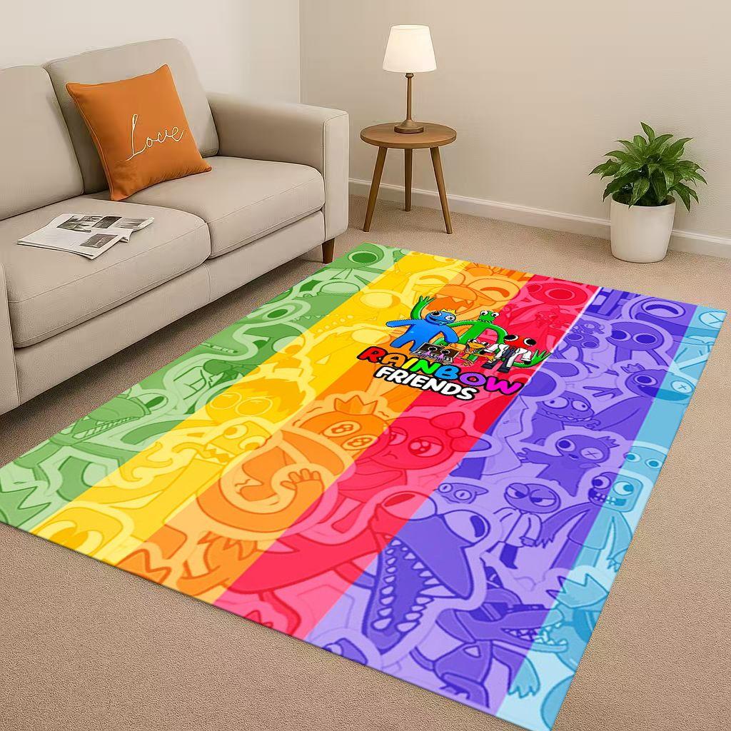 3D R Rainbow Friends Game Cartoon Living Room Non Slip Area Rug Carpet for Bedroom Playroom Sofa,Easy Clean Home Decor Doormat