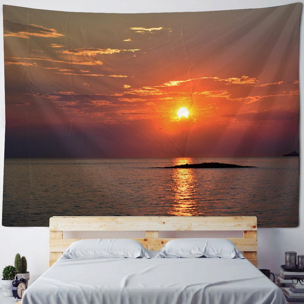 Sea view tapestry, sunrise and sunset wall hanging, aesthetic tapestry, home hanging cloth, living room, bedroom, art decoration