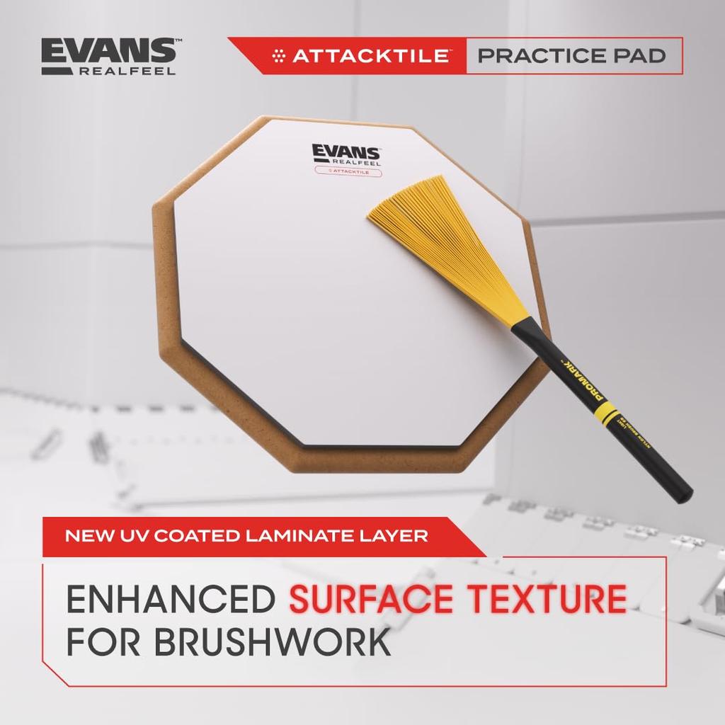 EVANS RealFeel Attacktile Pad 10" Practice Pad with UV Coated Surface and Stand Mountable RF10G-AT [Domestic Genuine Product]