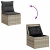 5 Piece Garden Sofa Set with Cushions Light Grey Poly Rattan